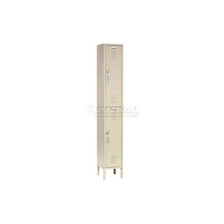 Global Equipment Capital Double Tier 2 Door Locker, 12"Wx18"Dx36"H, Tan, Assembled 652148TN